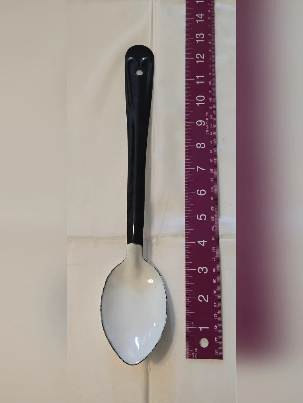Vintage Enamelware Serving Spoon 14